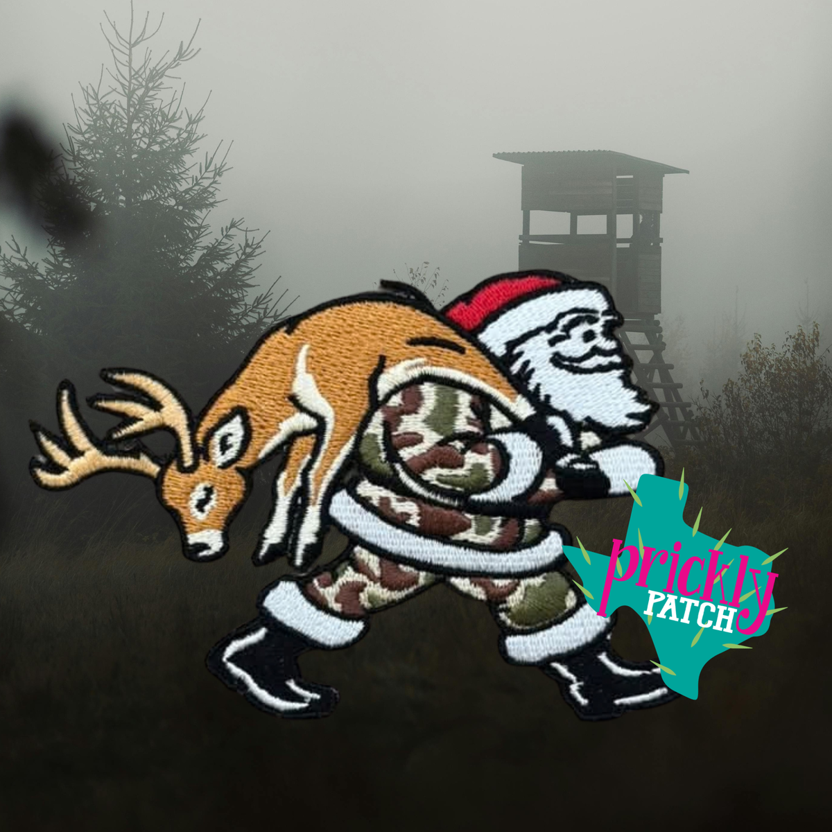 Santa Bagged a Buck Iron-On Embroidered Patch
