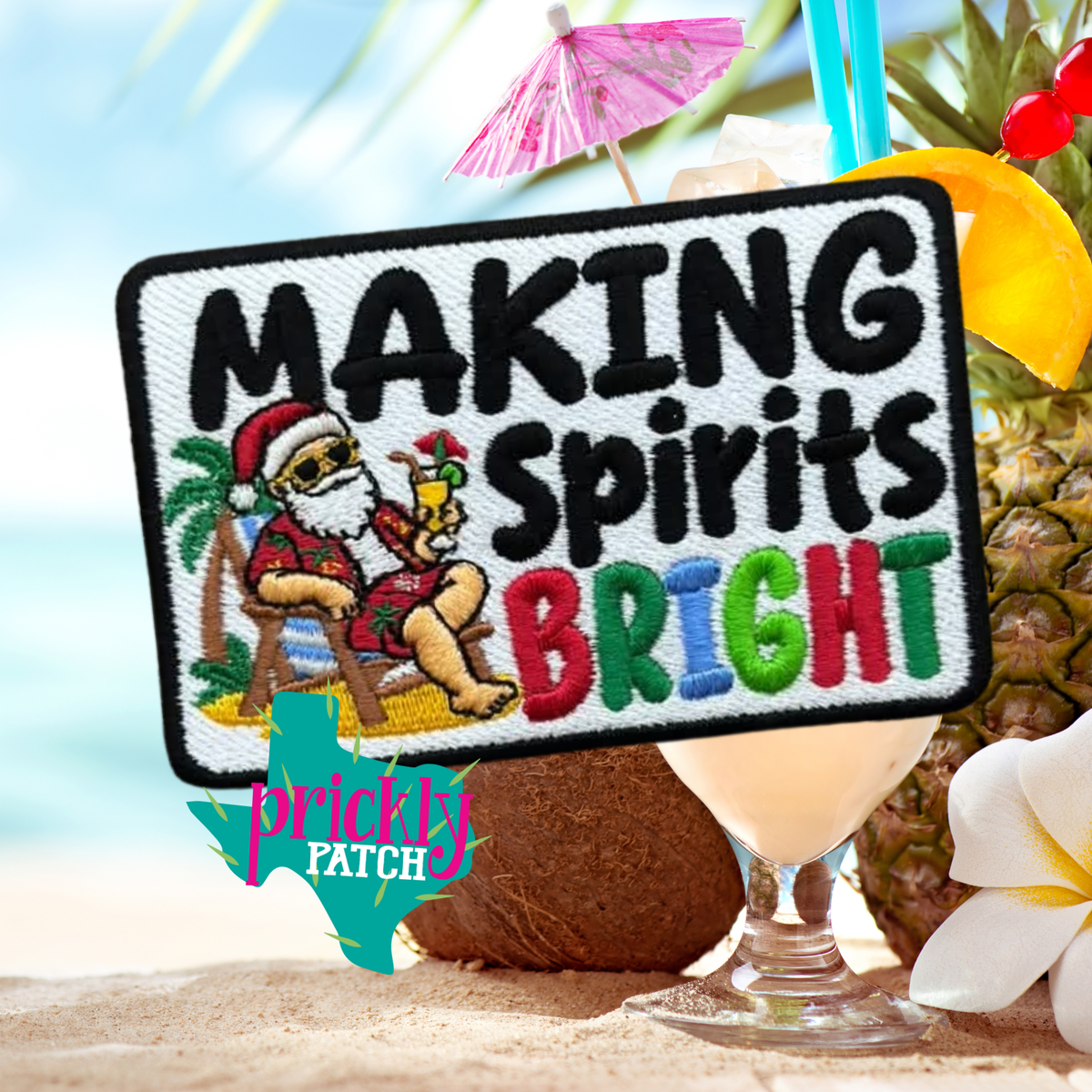 Making Spirits Bright Iron-on Embroidered Patch