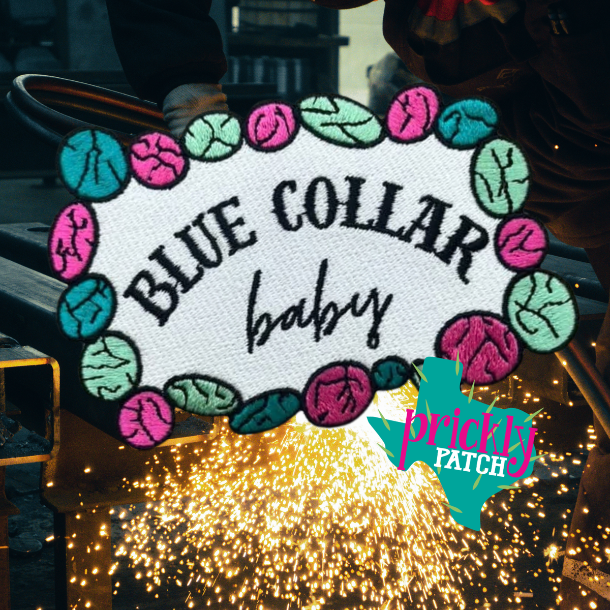 Blue Collar Baby Iron-On Embroidered Patch
