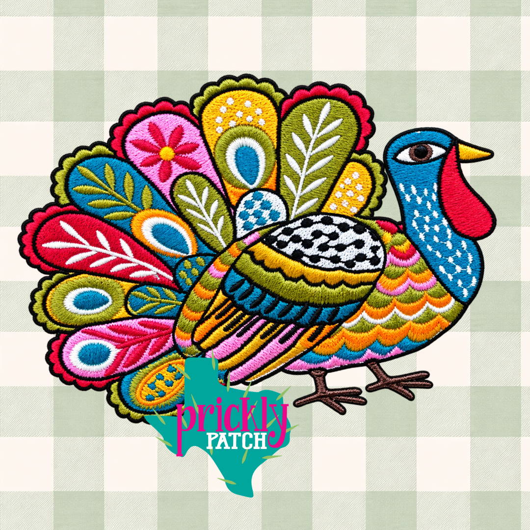 Funky Turkey Iron-On Embroidered Patch