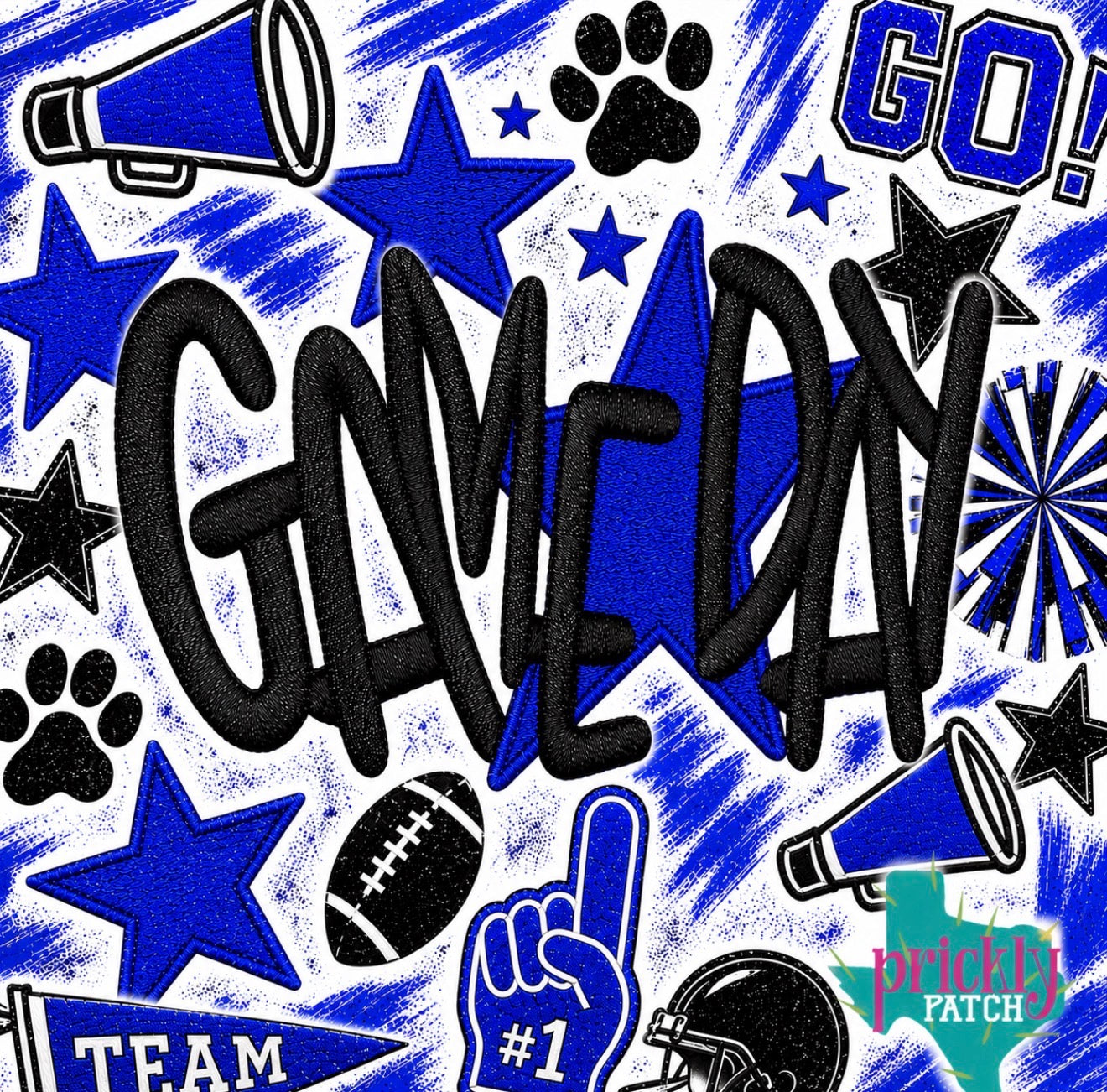 Star Game Day Royal 5 inch Iron-On Embroidered Patch