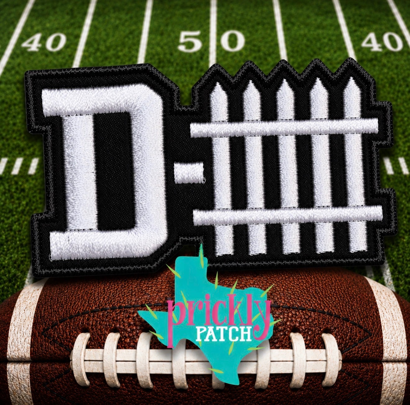 D-Fence Black Iron-On Embroidered Patch
