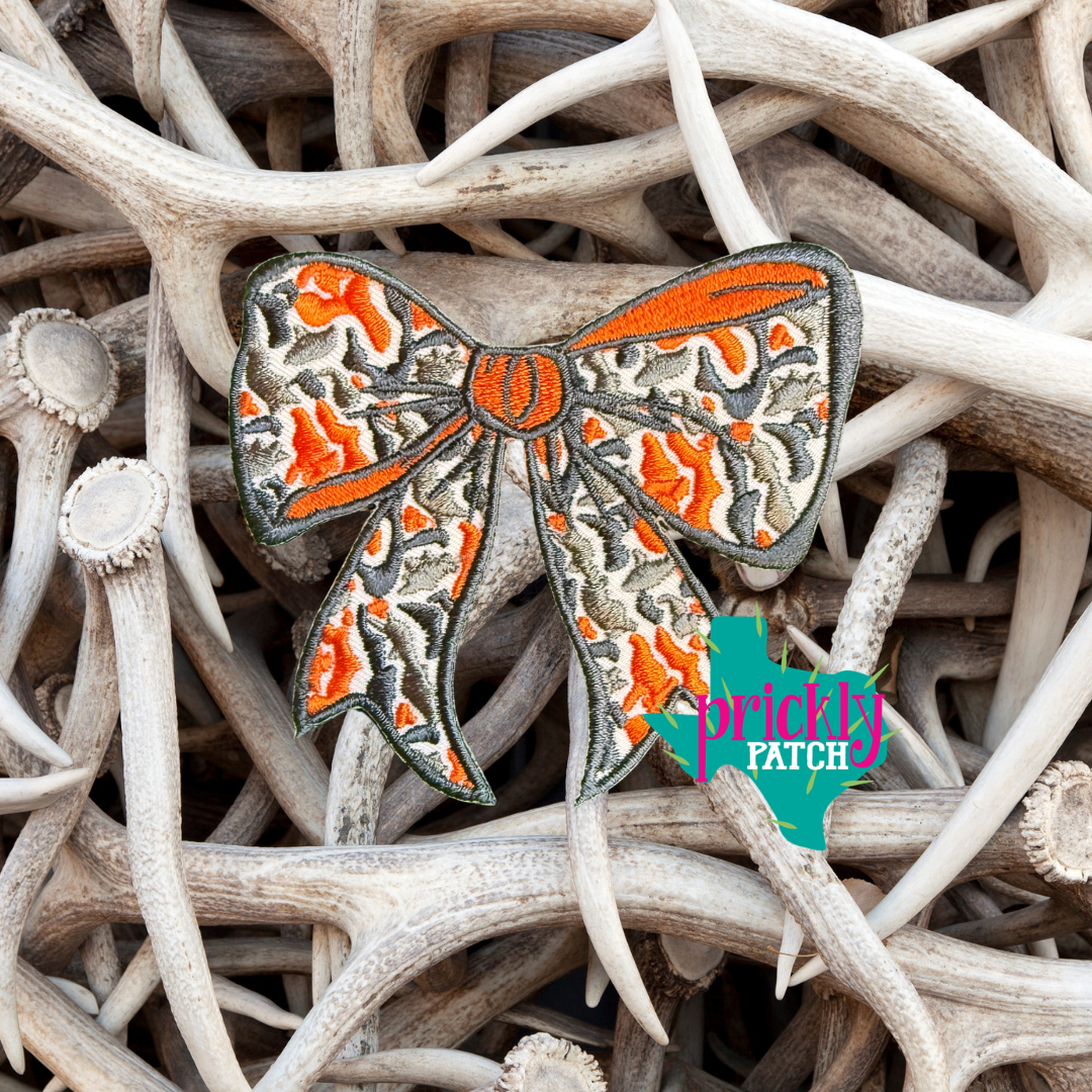 Camo Bow Iron-On Embroidered Patch