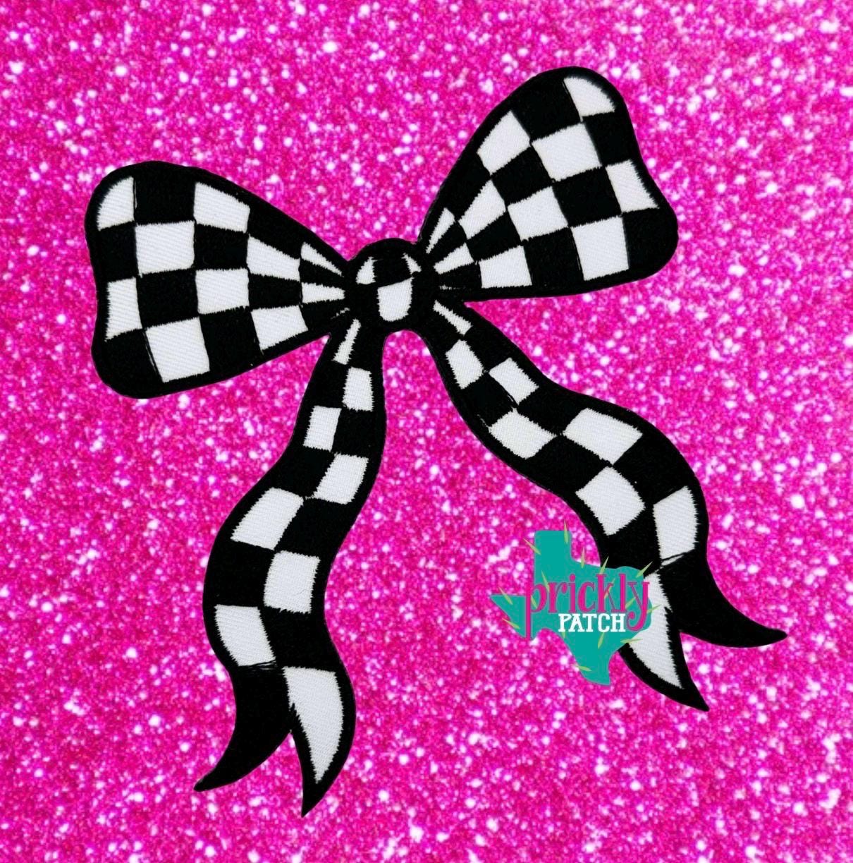 Black Checkered Bow Patch