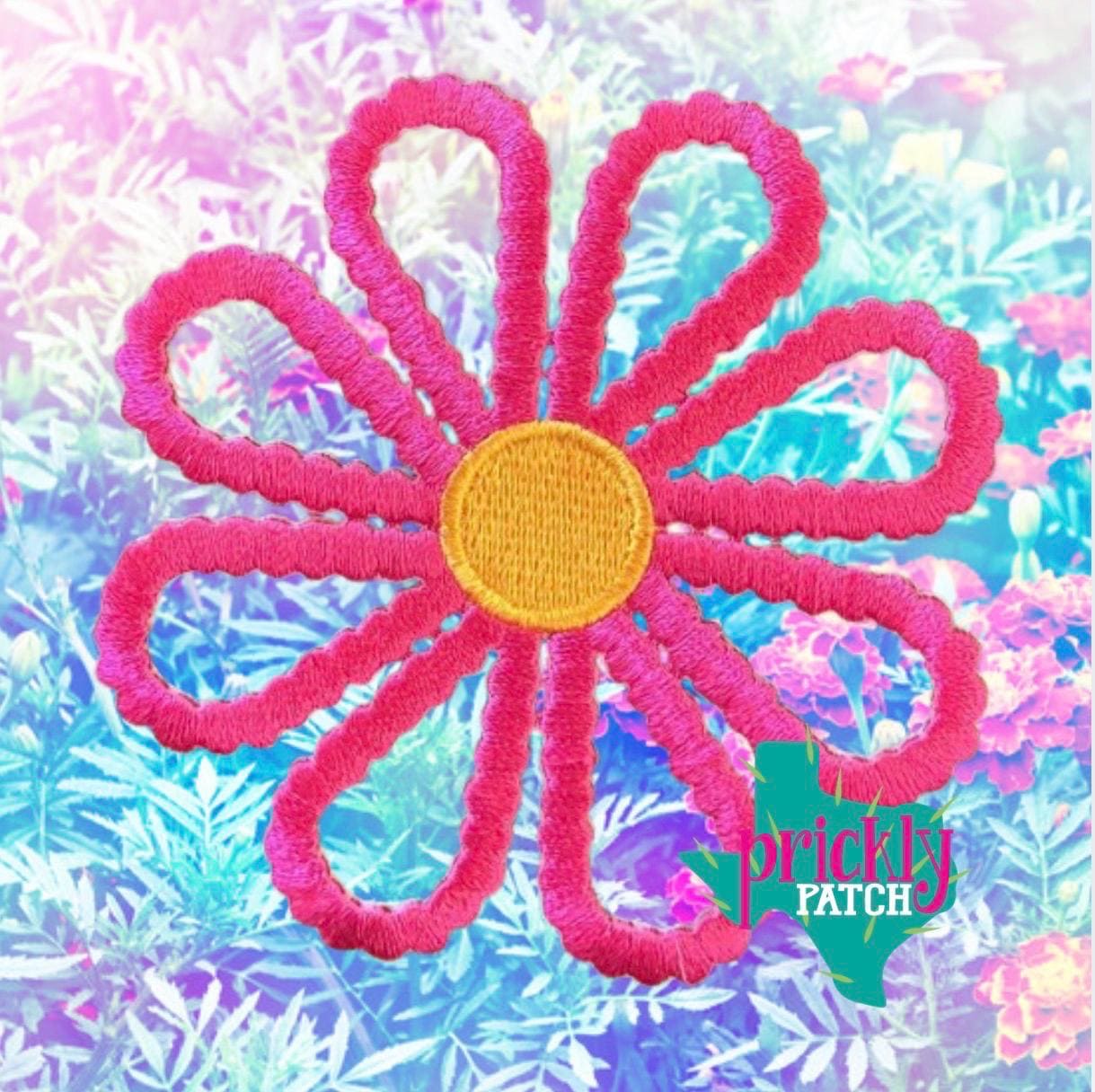 Pink Flower Iron-On Embroidered Patch