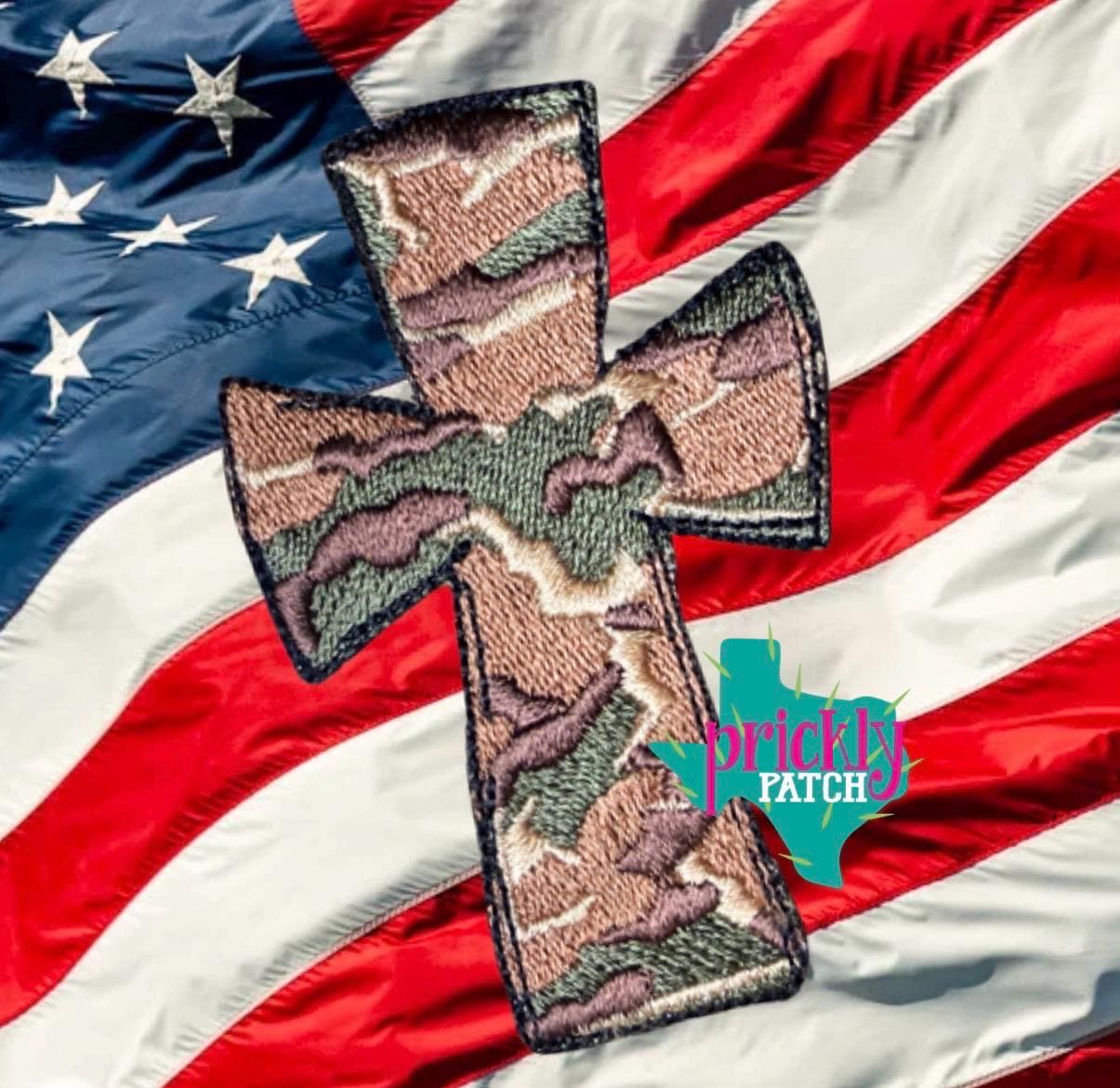 Camo Cross Iron-On Embroidered Patch