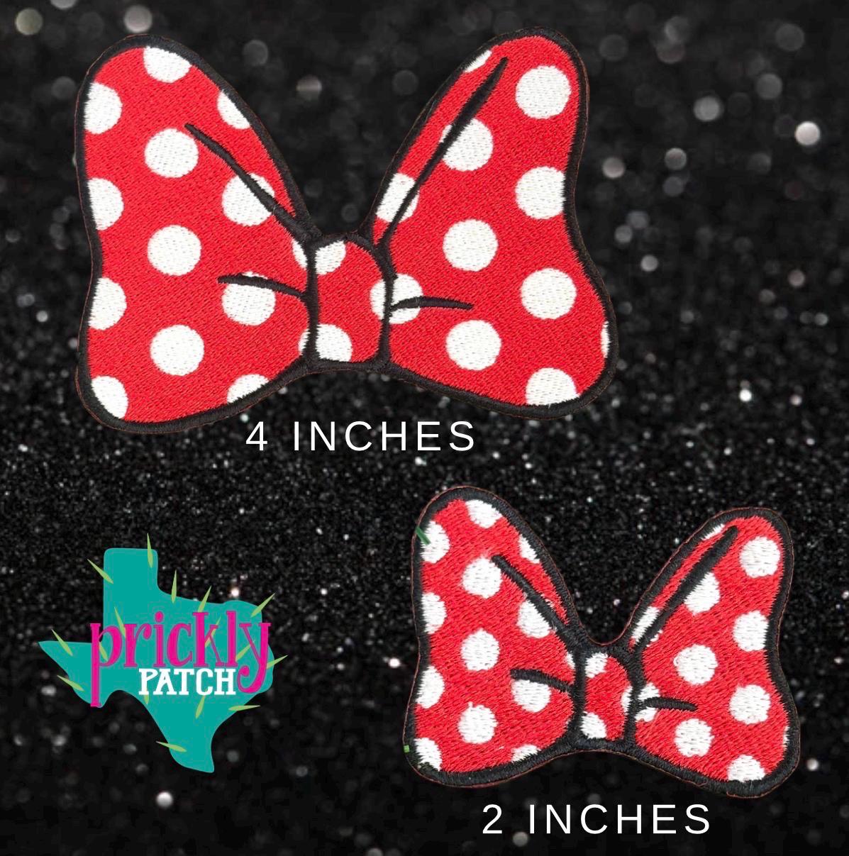 2 inch Polka Dot Bow Iron-On Embroidered Patch