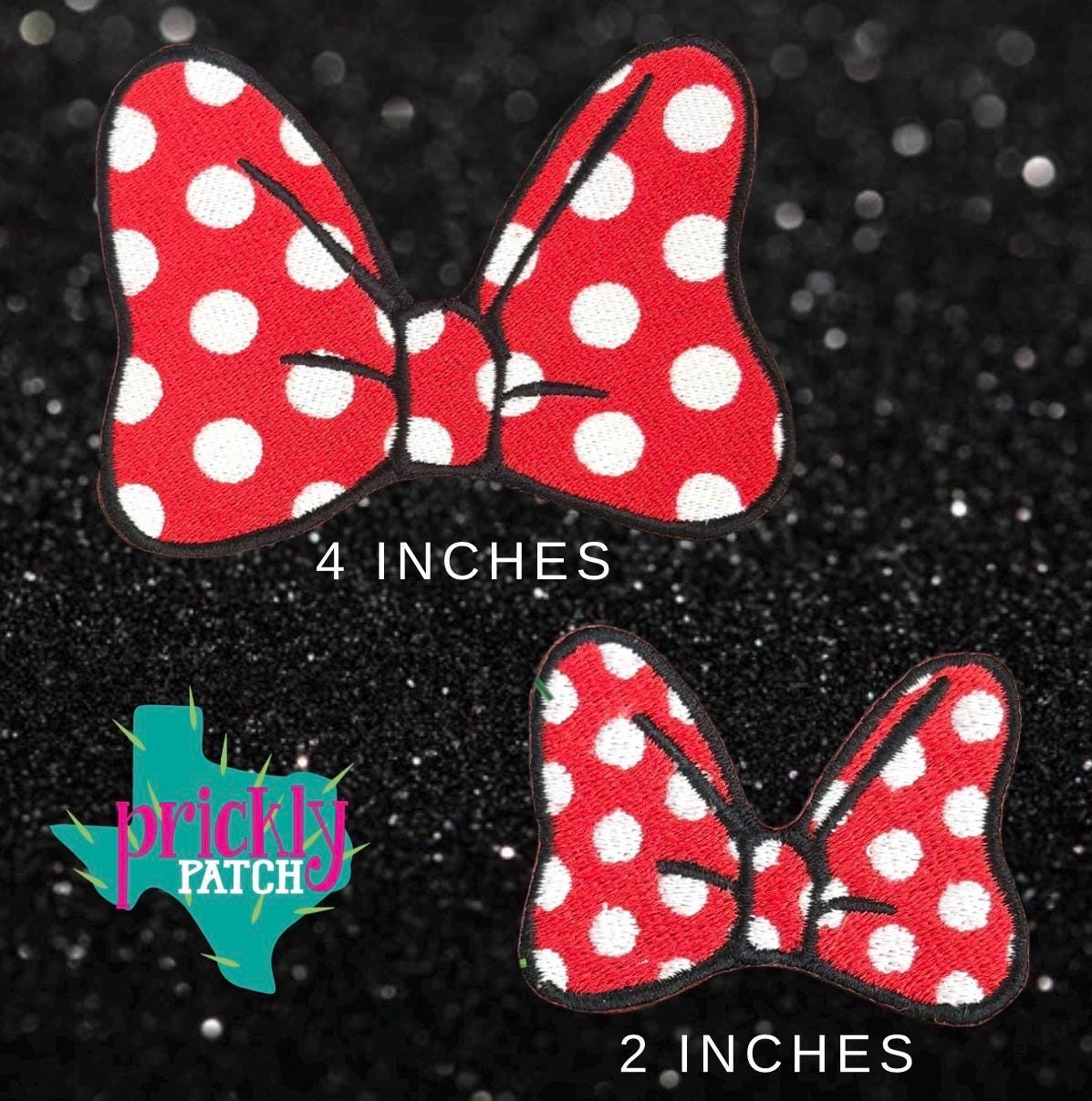 4 inch Polka Dot Bow Iron-On Embroidered Patch