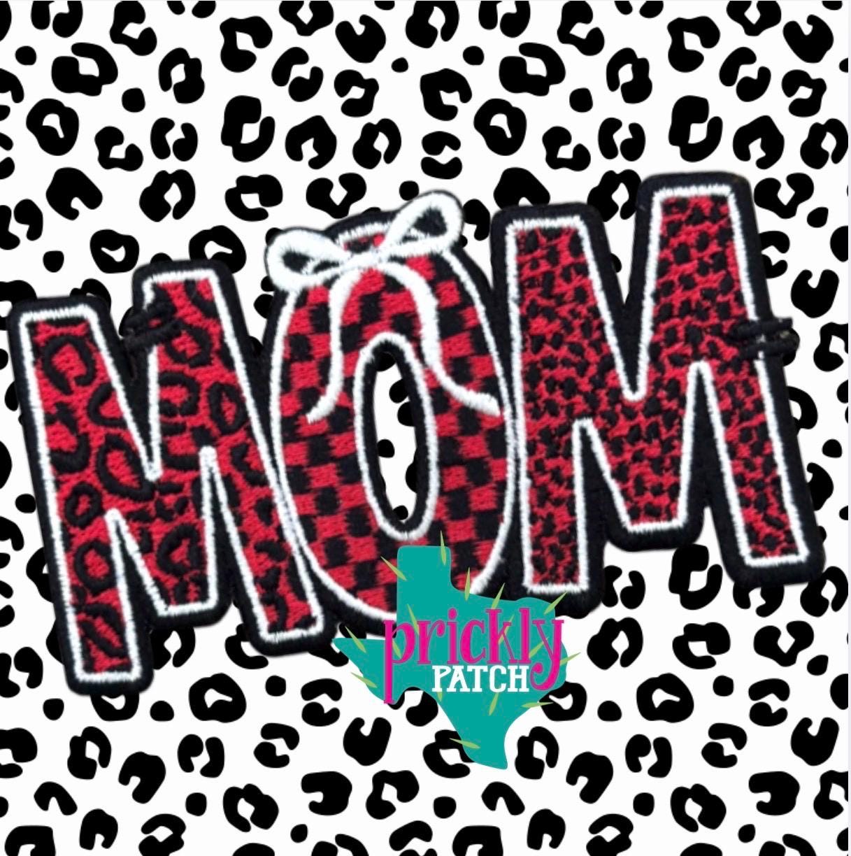 Mom Red Iron-On Embroidered Patch