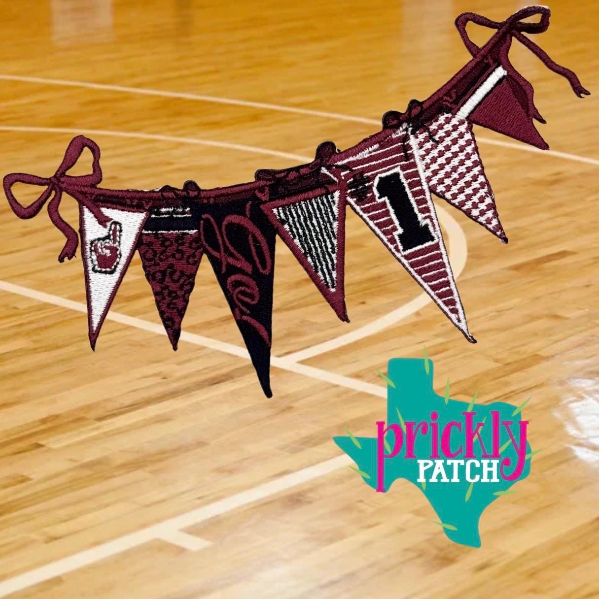 Spirit Banner Maroon Iron-On Embroidered Patch