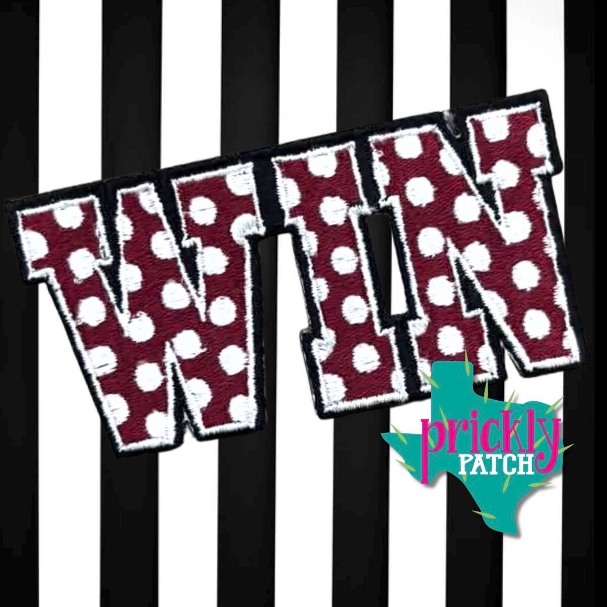 Win Maroon Iron-On Embroidered Patch