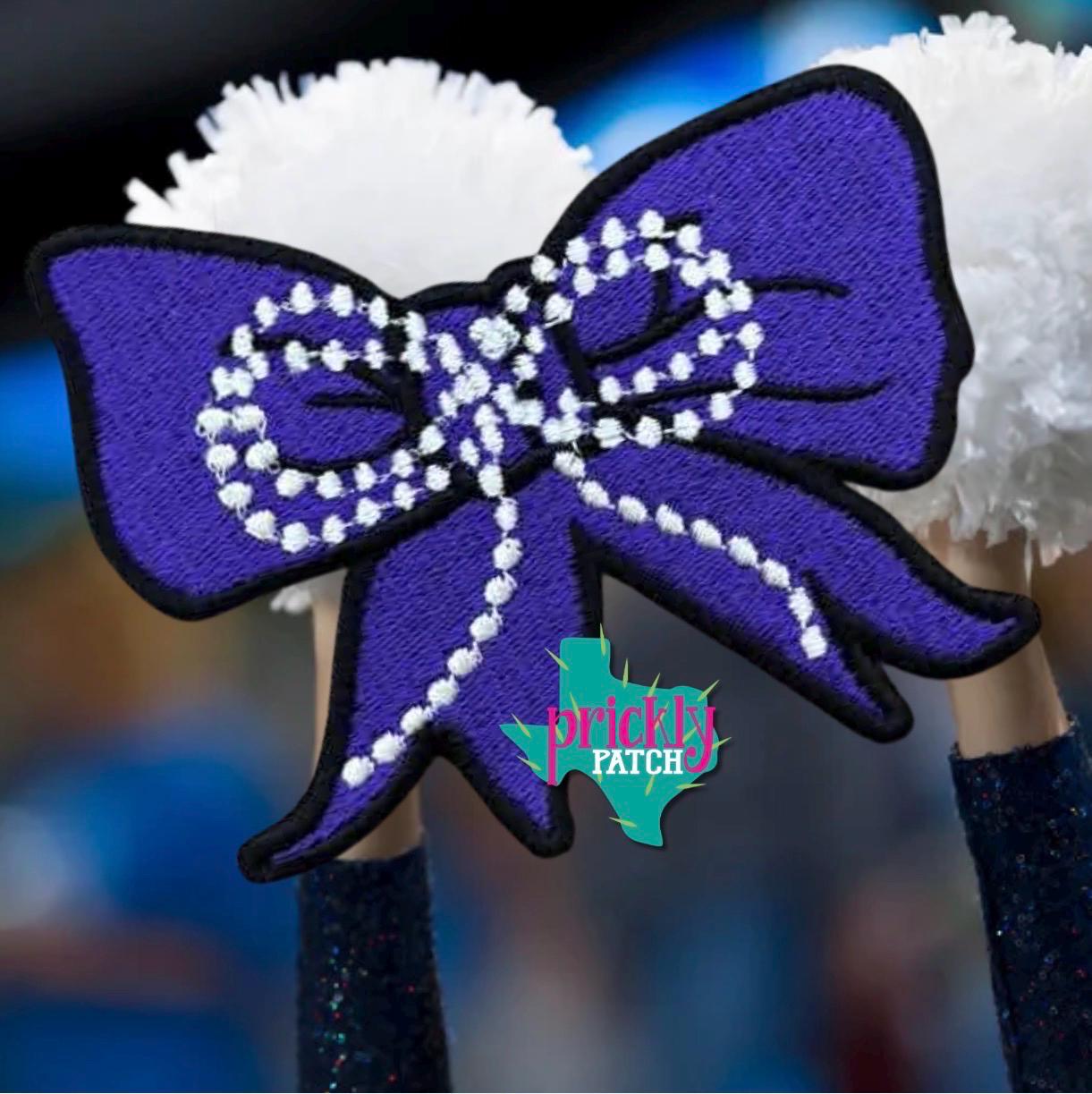 Pearl Bow Purple Iron-On Embroidered Patch