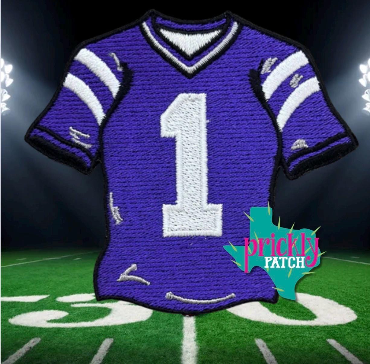 Jersey Purple Iron-On Embroidered Patch
