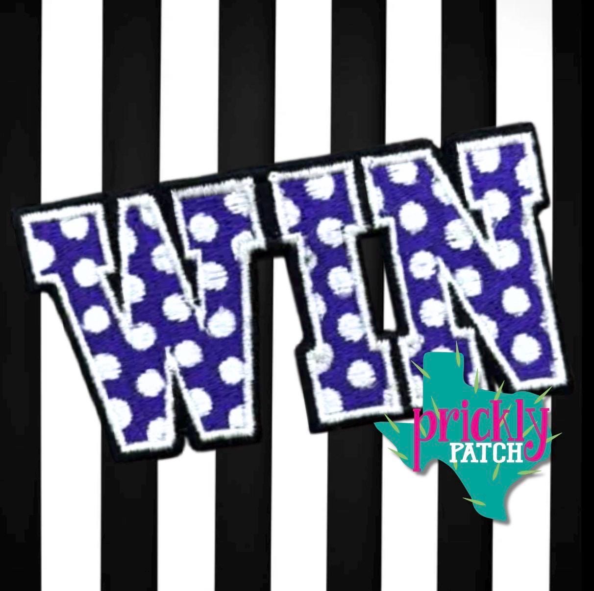 Win Purple Iron-On Embroidered Patch