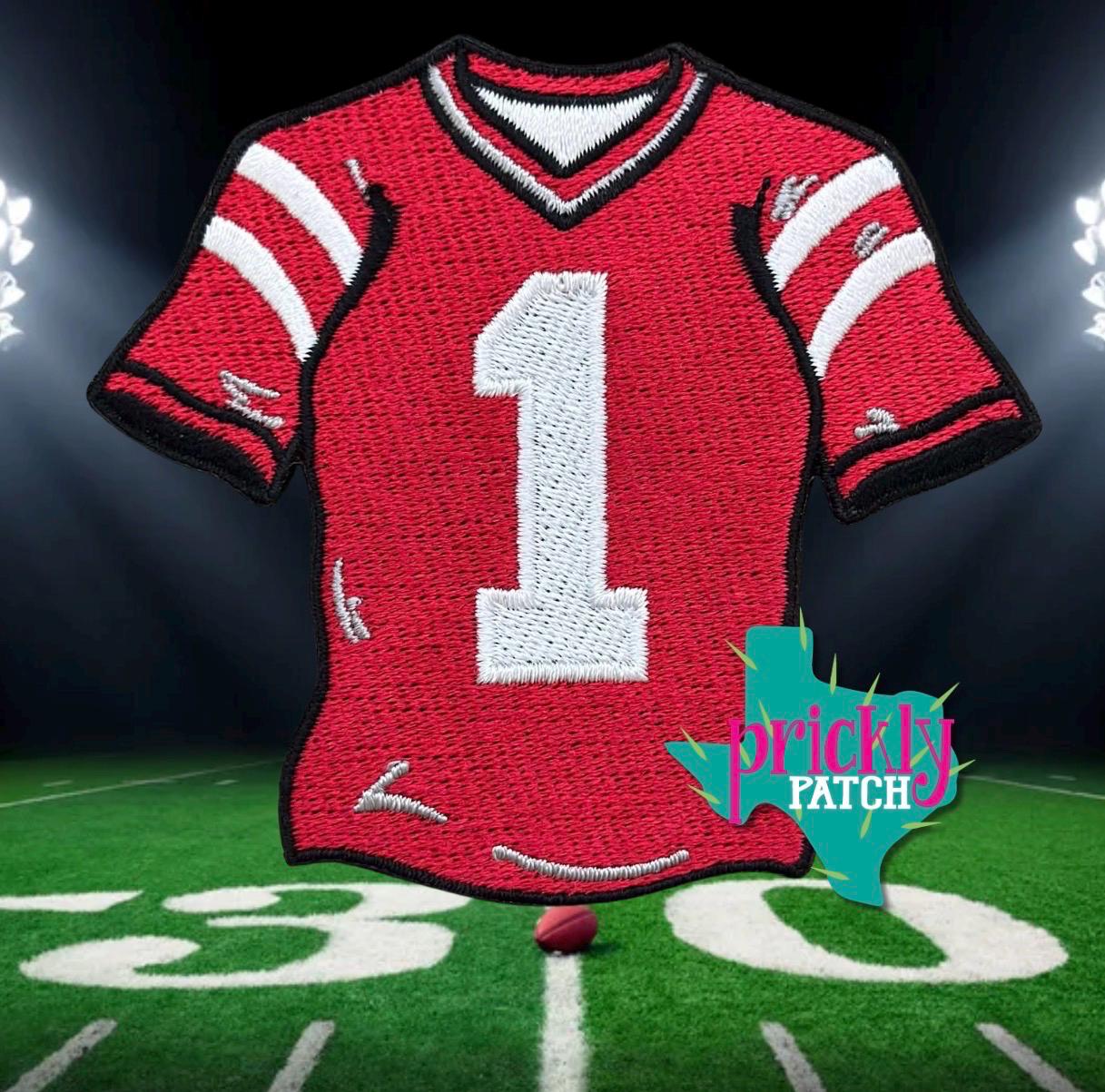 Jersey Red Iron-On Embroidered Patch