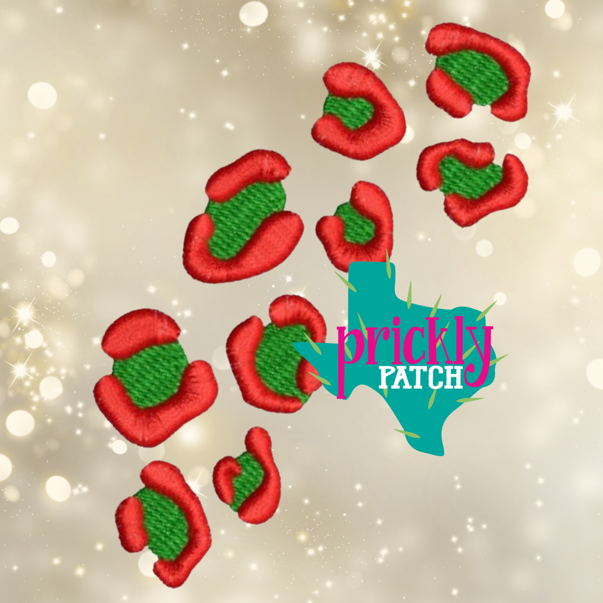 Red and Green Leopard Iron-On Embroidered Patch