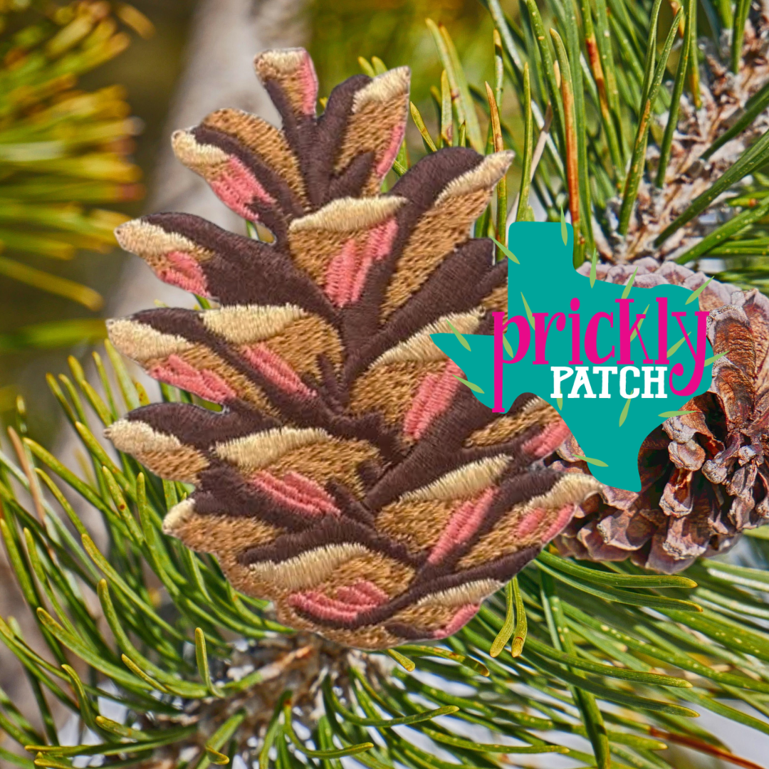 Pinecone Iron-On Embroidered Patch