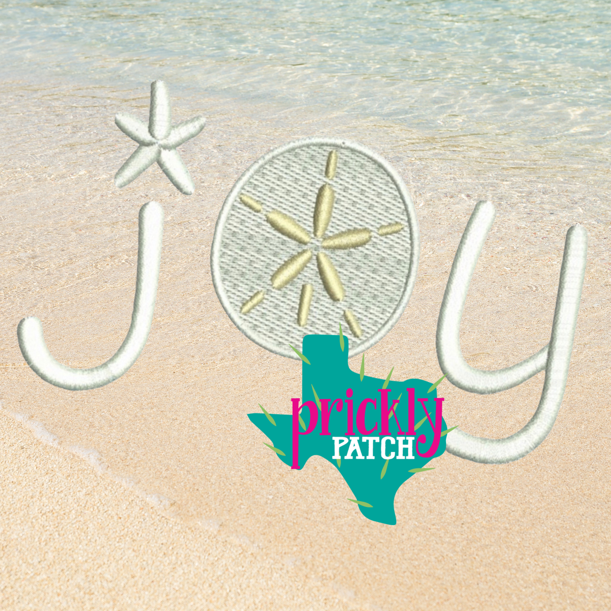 Joy White Iron-On Embroidered Transfer