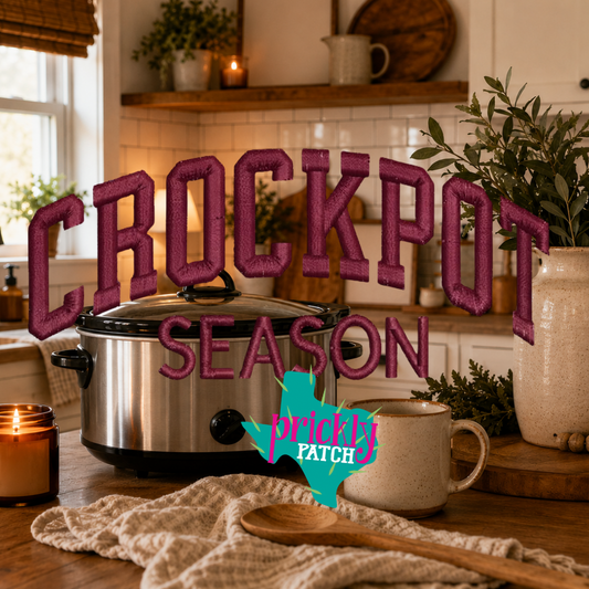 Crockpot Maroon Iron-On Embroidered Transfer