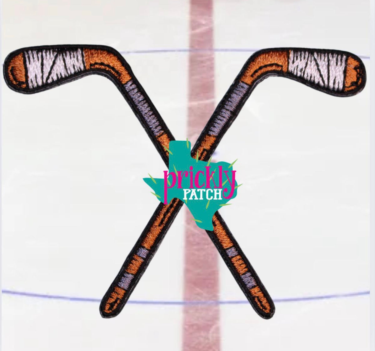 Hockey Sticks Helmet Iron-On Embroidered Patch
