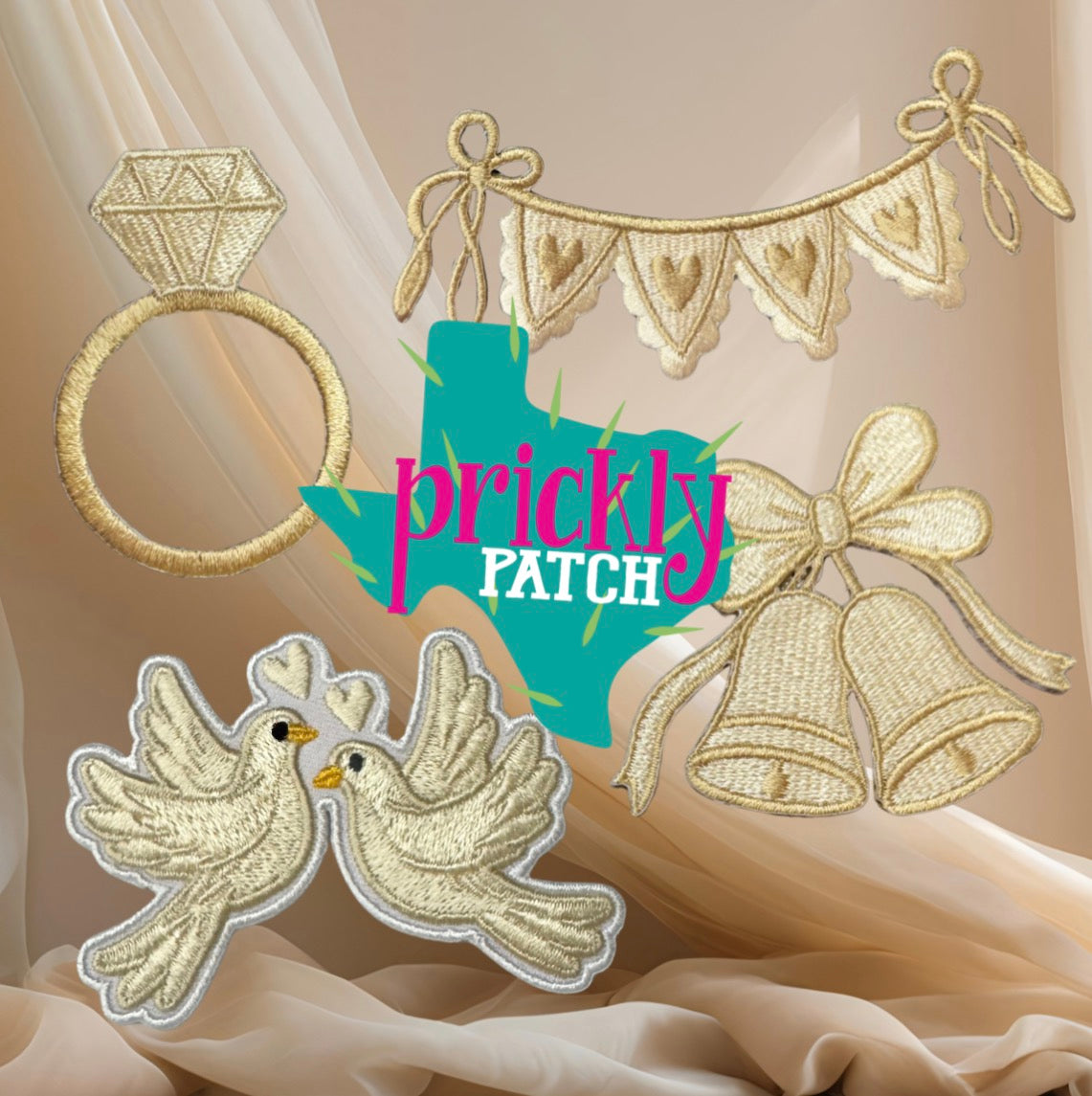 Wedding Set Iron-On Embroidered Patches