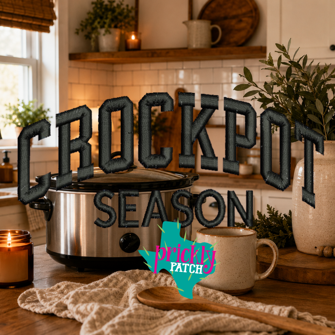 Crockpot Black Iron-On Embroidered Transfer