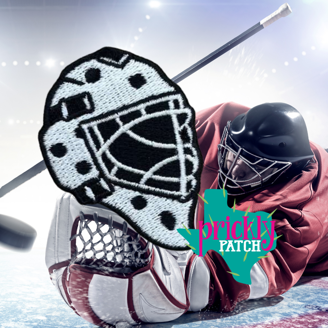 Goalie Helmet Iron-On Embroidered Patch