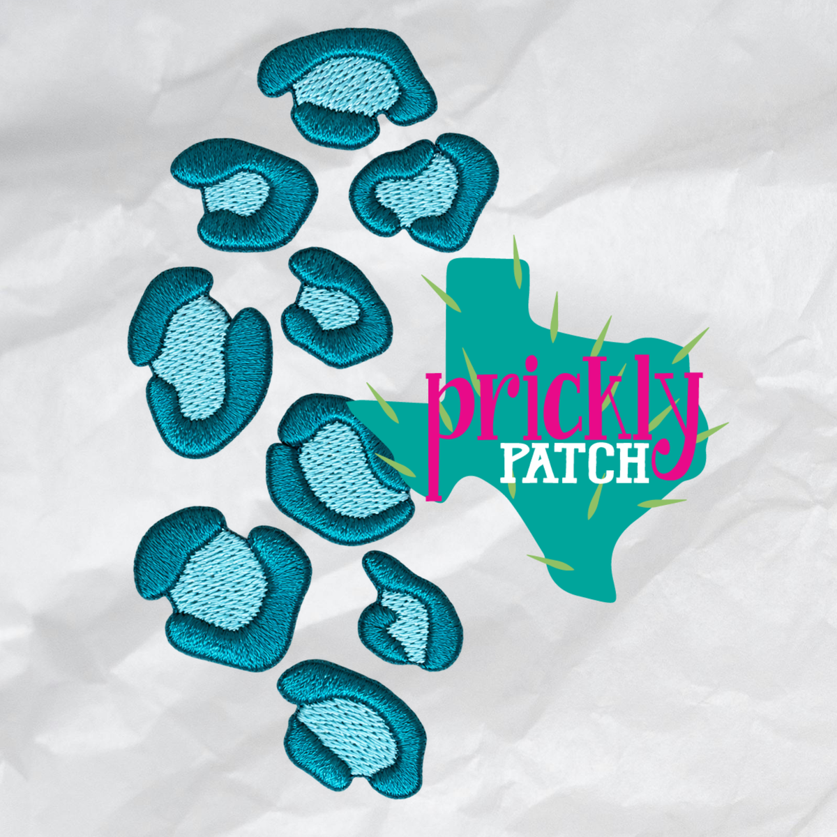 Turquoise Leopard Iron-On Embroidered Patch