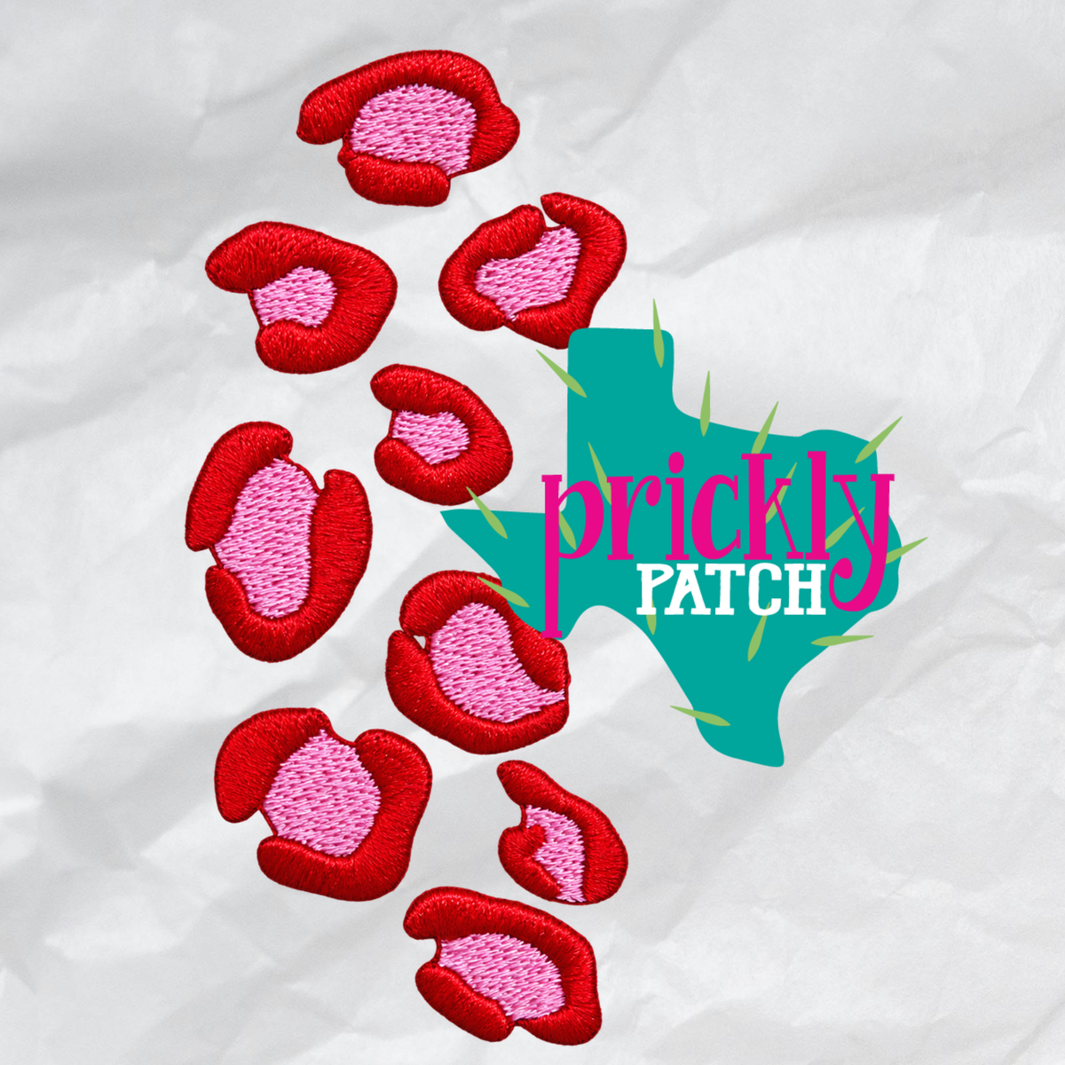 Pink & Red Leopard Iron-On Embroidered Patch