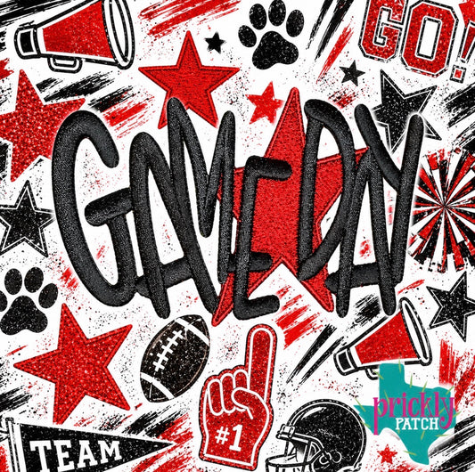Star Game Day Red 5 inch Iron-On Embroidered Patch