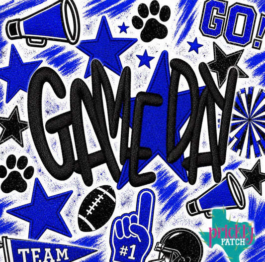 Star Game Day Royal 5 inch Iron-On Embroidered Patch