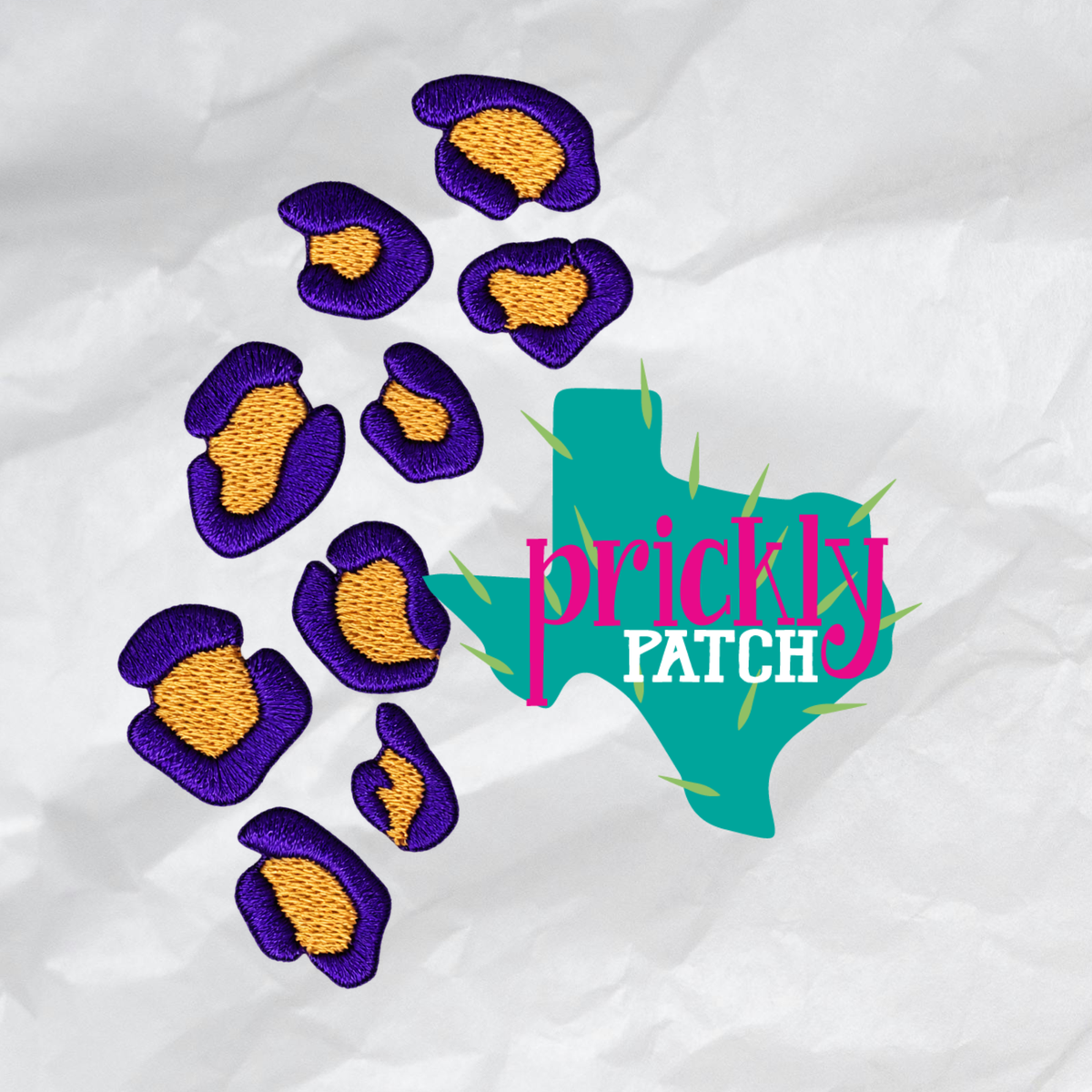 Purple & Gold Leopard Iron-On Embroidered Patch