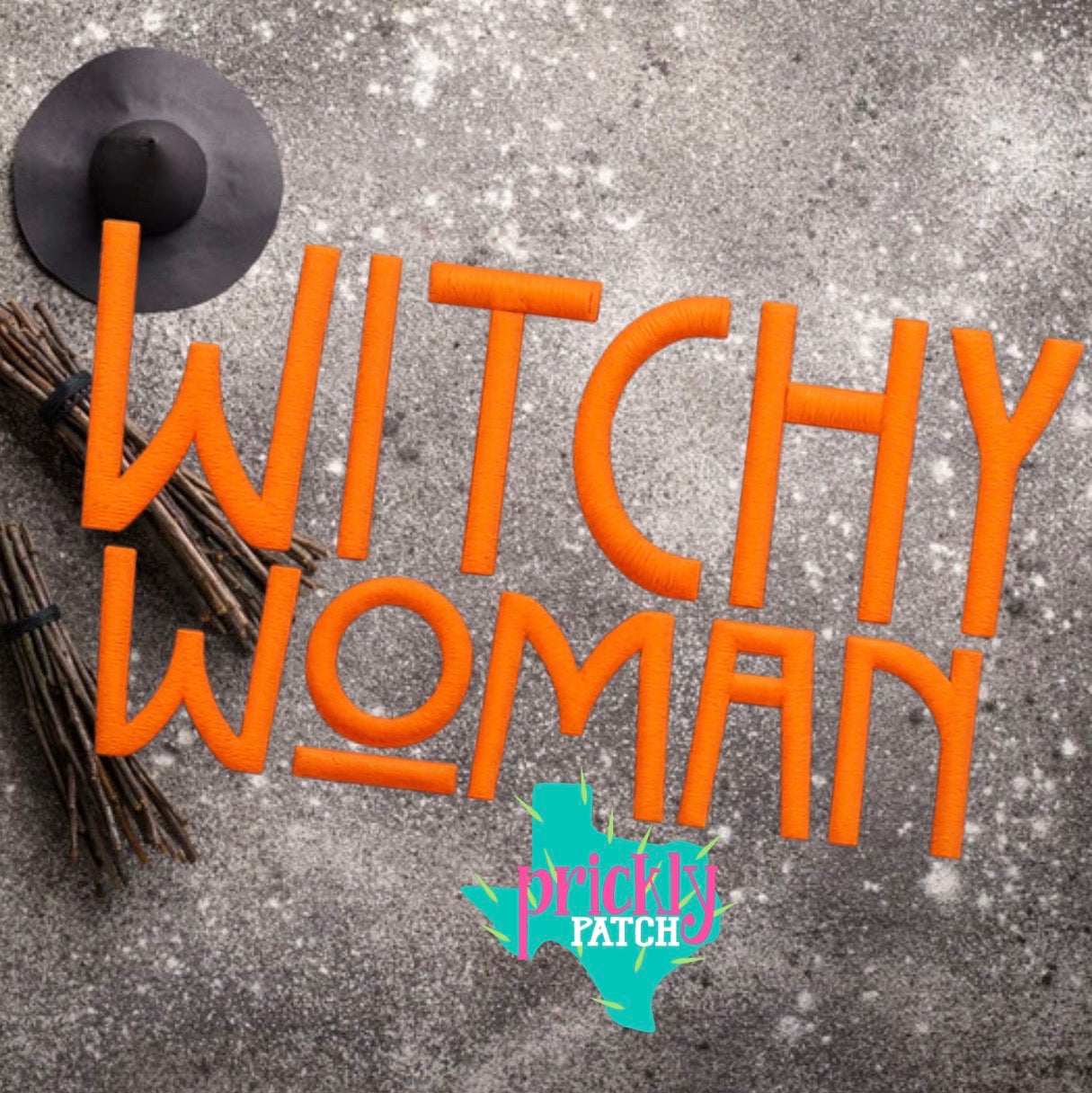 Witchy Woman Orange Iron-on Embroidered Transfer
