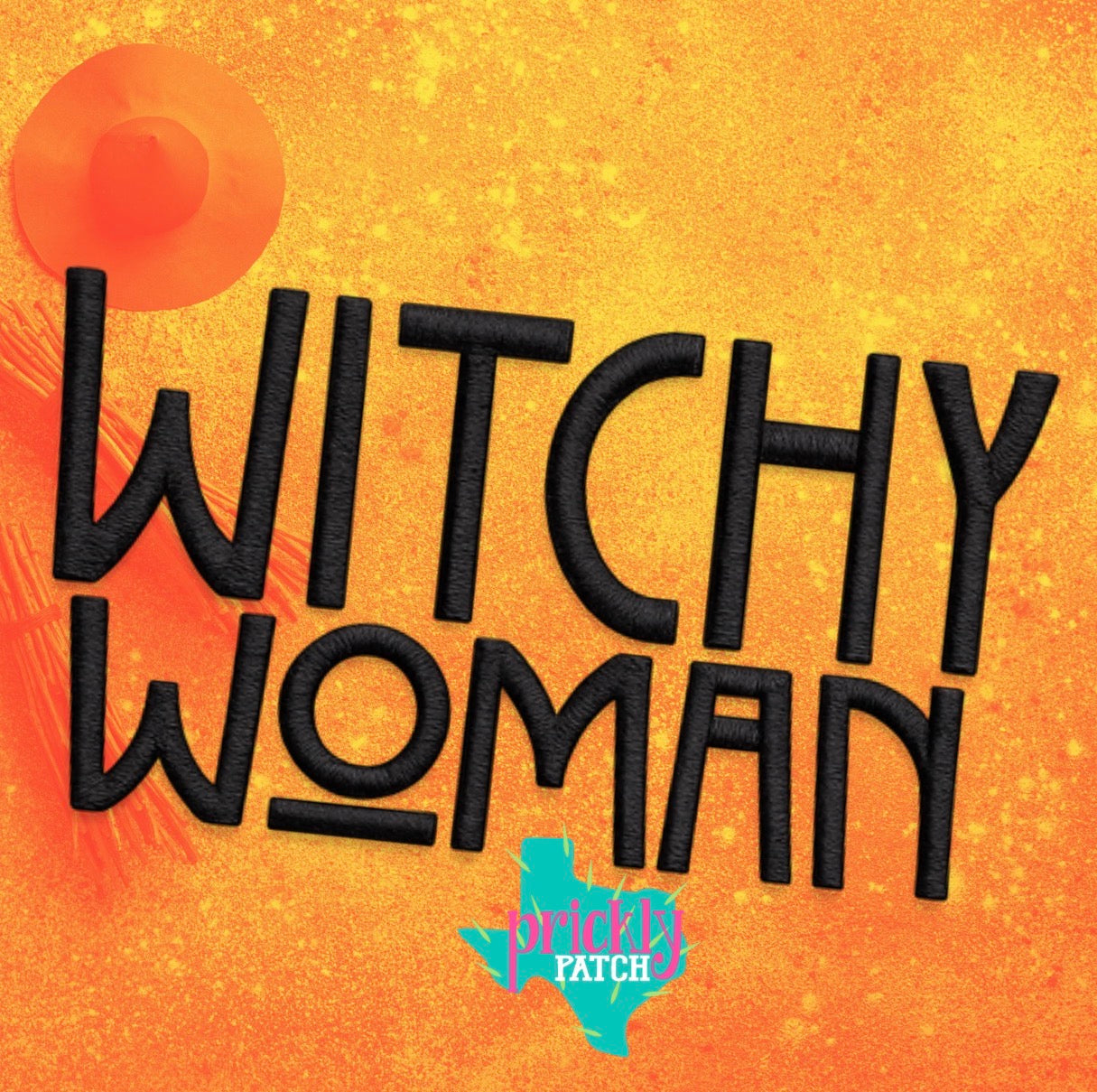 Witchy Woman Black Iron-On Embroidered Transfer