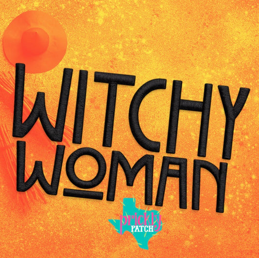 Witchy Woman Black Iron-On Embroidered Transfer