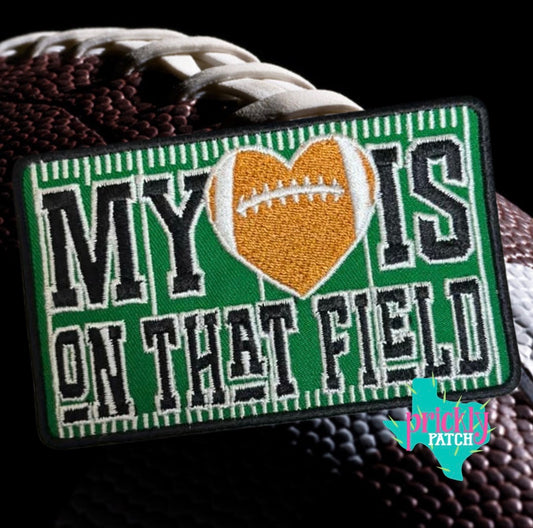 My Heart Football Iron-On Embroidered Patch