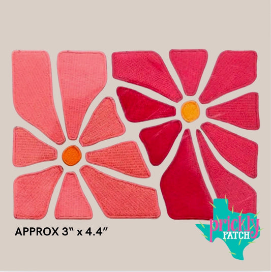 Pink Flowers Iron-On Embroidered Transfer