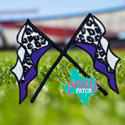 Color Guard Flag Purple Iron-On Embroidered Patch