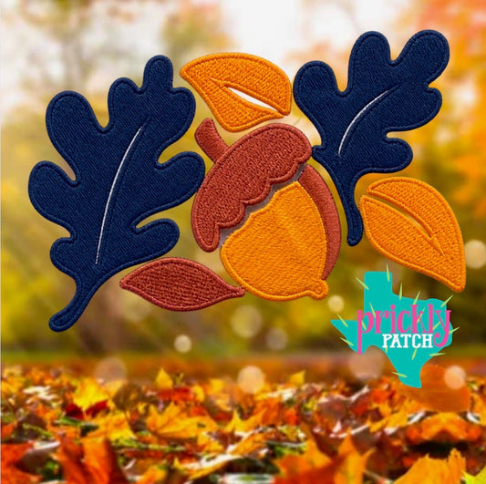 Oak Leaves Iron-On Embroidered Transfer
