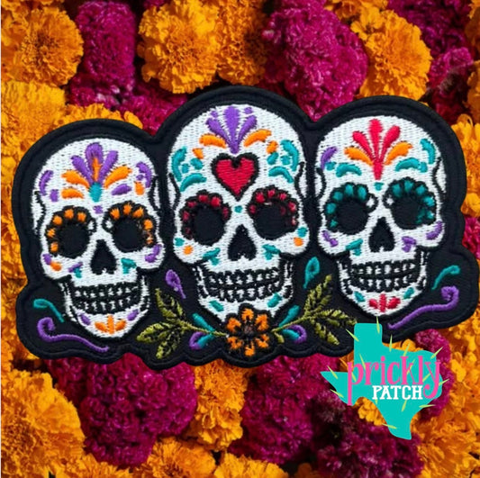 Sugar Skulls Iron-On Embroidered Patch