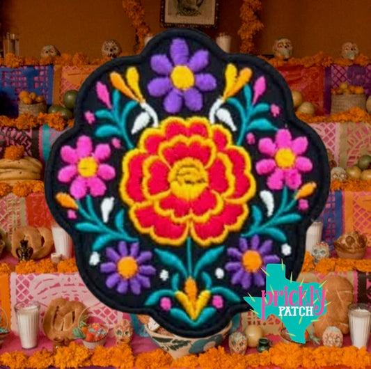 Marigold Fiesta Iron-On Embroidered Patch