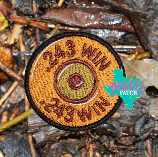 .243 Winchester Ammo Iron-On Embroidered Patch