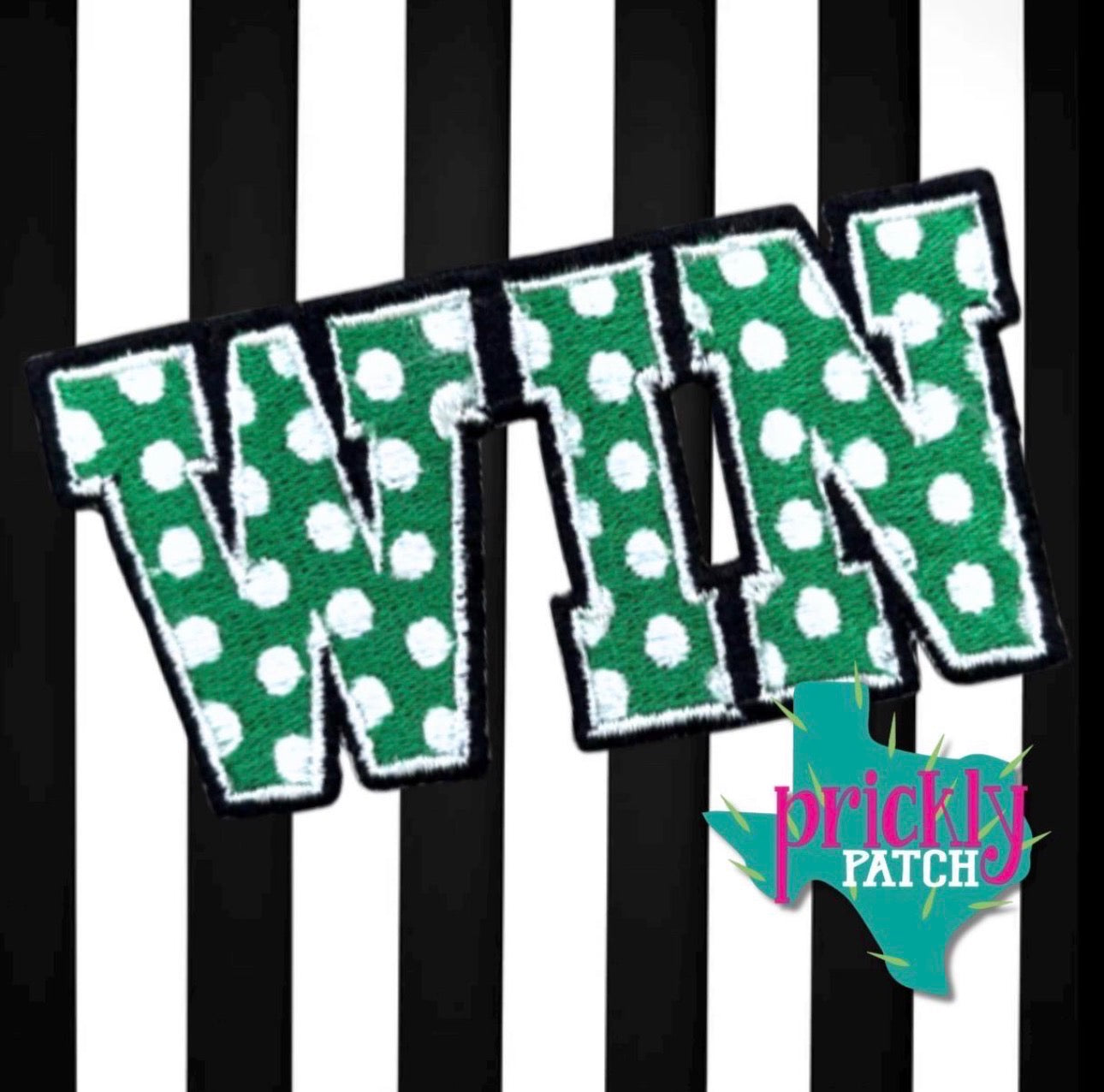 Win Green Iron-On Embroidered Patch