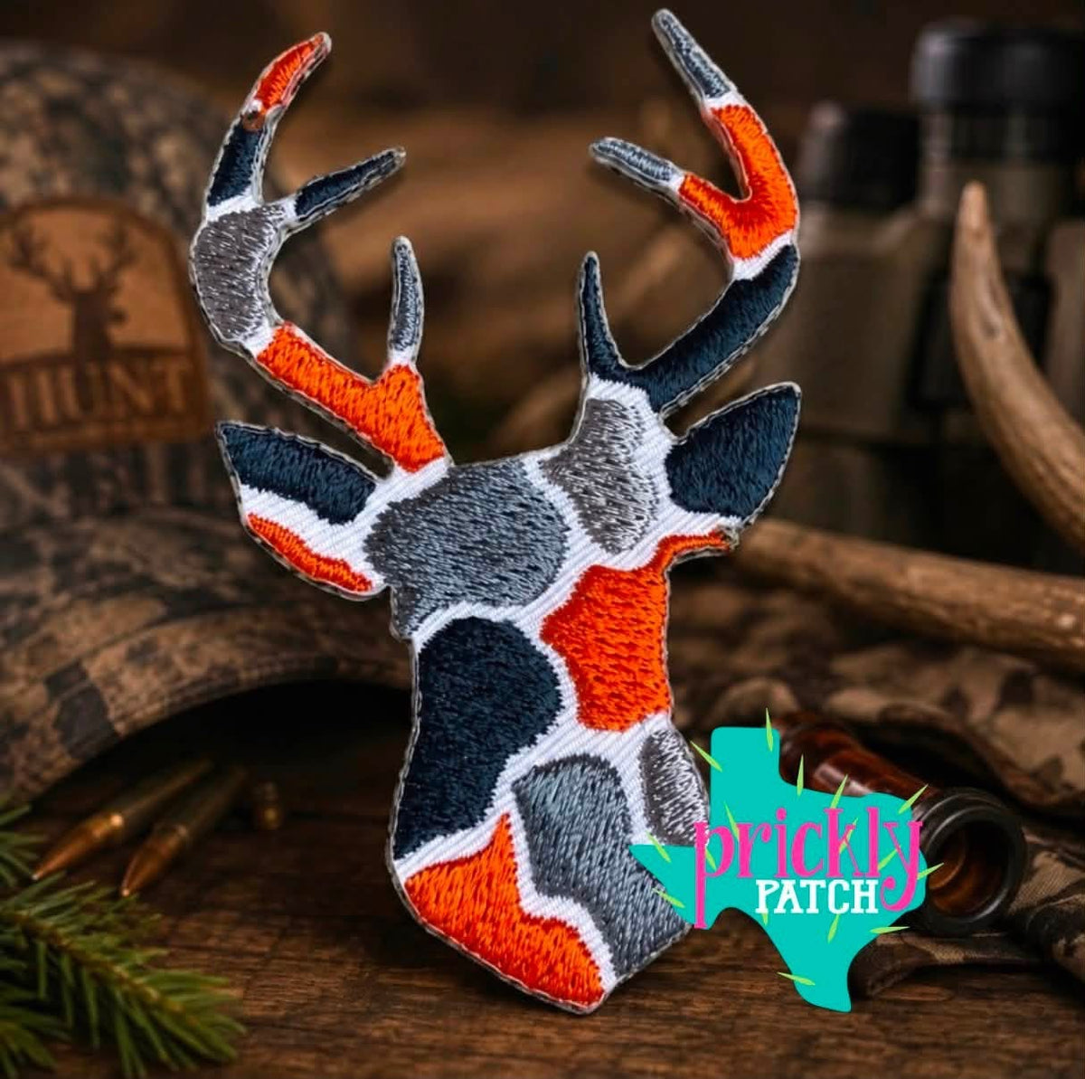 Camo Buck Iron-On Embroidered Patch
