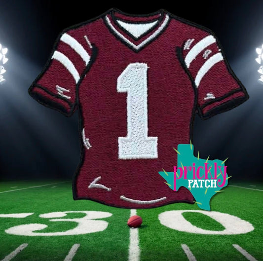 Jersey Maroon Iron-On Embroidered Patch