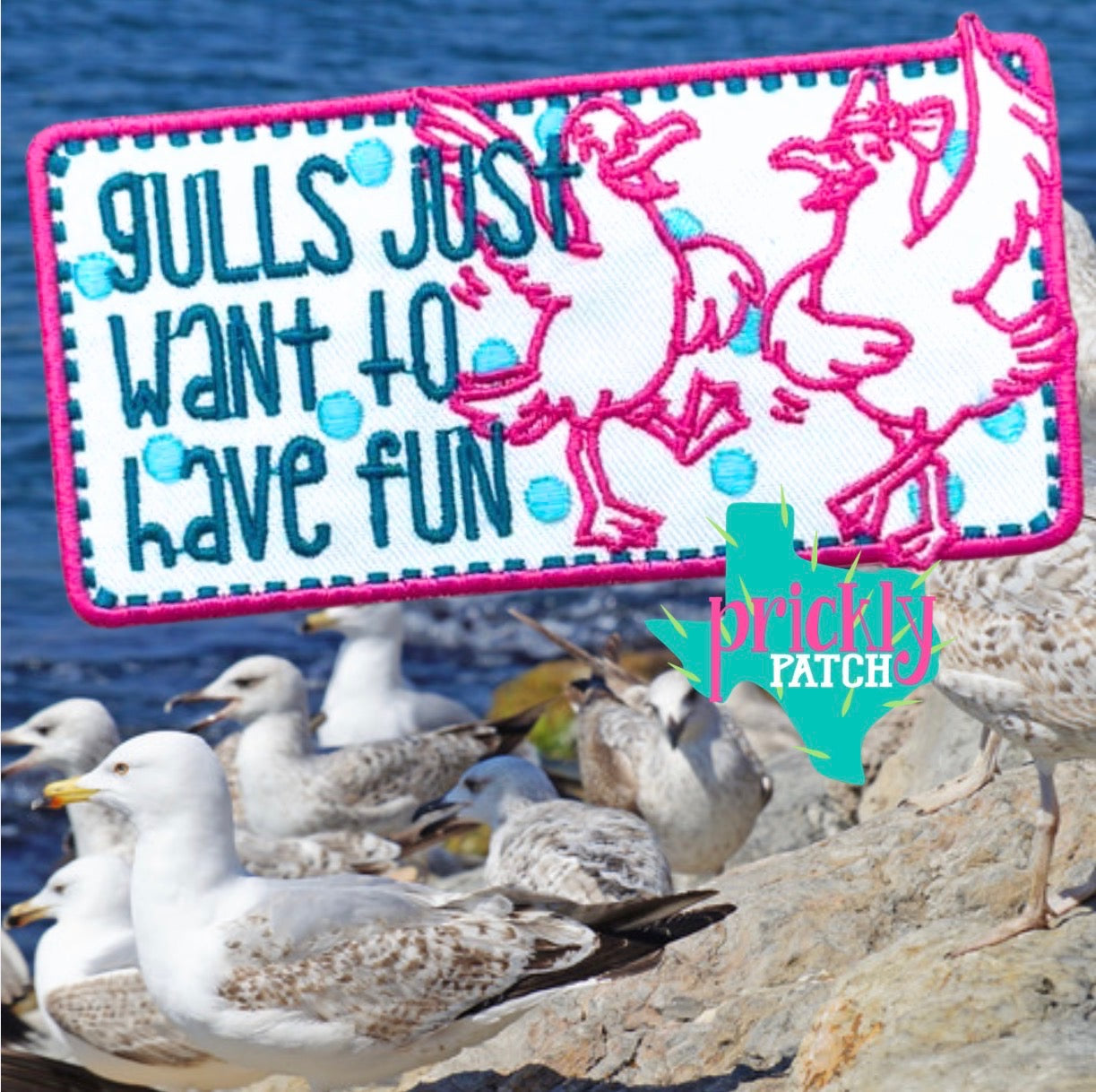 Gulls Just Wanna Iron-On Embroidered Patch