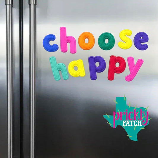 Choose Happy Iron-On Embroidered Transfer