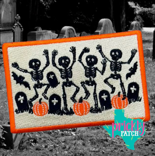 Dancing Skeletons Iron-On Embroidered Patch