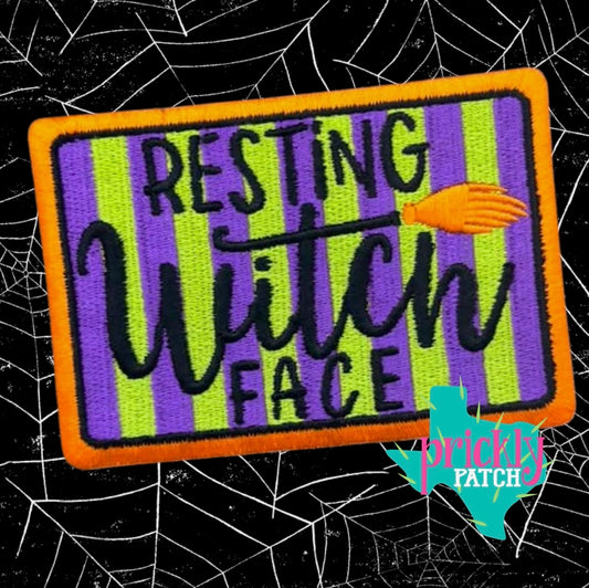 Resting Witch Face Iron-On Embroidered Patch