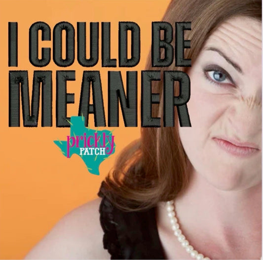 I Could Be Meaner Iron-On Embroidered Transfer